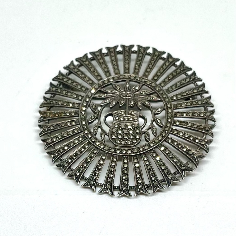 Art Deco Marcasite Silver Brooch